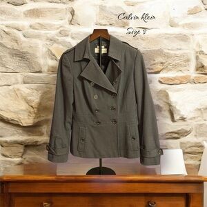 Calvin Klein Gray Pea Coat Modern Tailored Design
